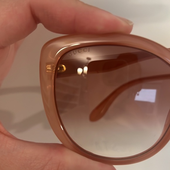 Authentic Gucci nude blush pink gradient sunglasses oversized round cat eye - Picture 11 of 17